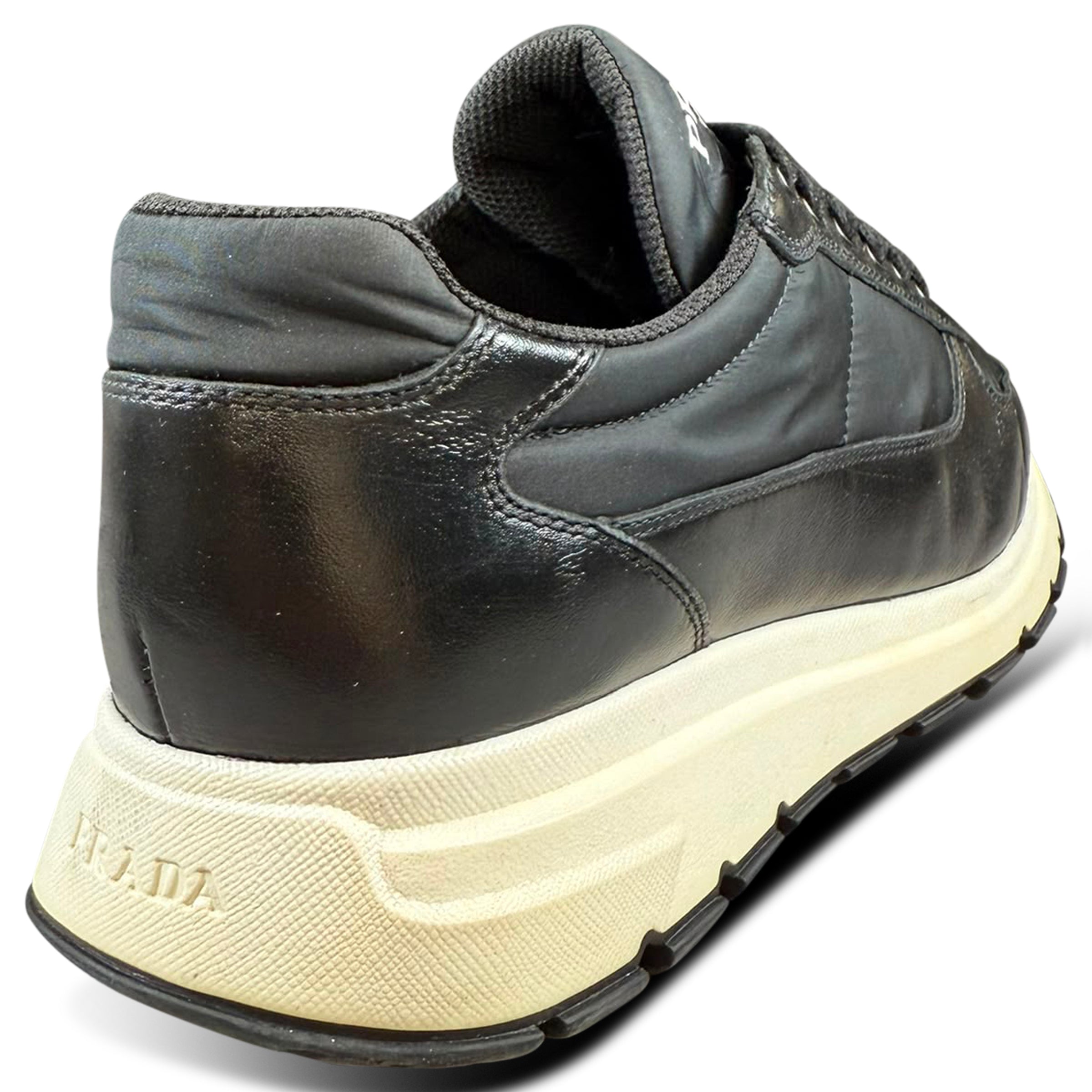 PRADA PRAX LEATHER LOW TRAINER BLACK - UK 8 - EU 42 (FITS 8.5)