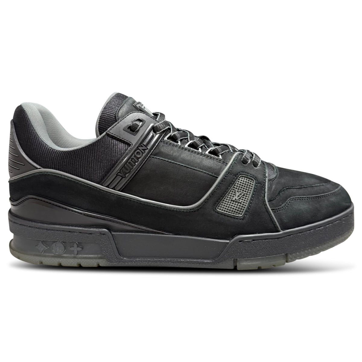 LOUIS VUITTON TRAINER BLACK NUBUCK LEATHER  - UK 8 (fits 9) | PRE OWNED