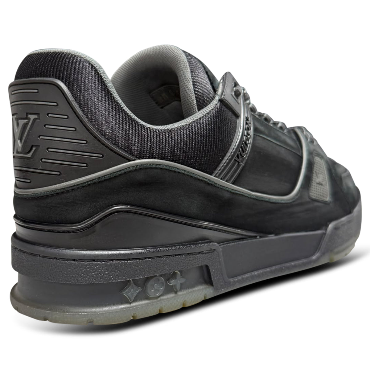 LOUIS VUITTON TRAINER BLACK NUBUCK LEATHER  - UK 8 (fits 9) | PRE OWNED