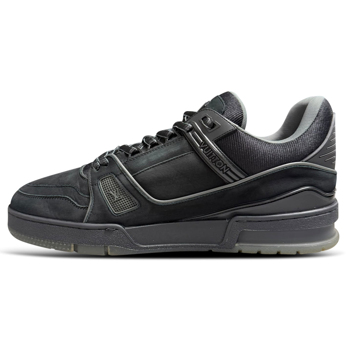 LOUIS VUITTON TRAINER BLACK NUBUCK LEATHER  - UK 8 (fits 9) | PRE OWNED